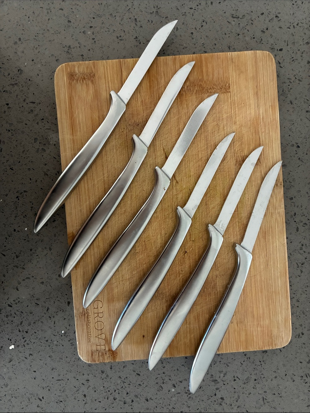 Vintage Gerber Brushed Silver Dinner Knife Set - Sleek Stainless Handles